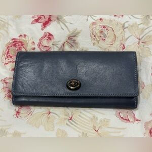 Coach Black Leather Turn-lock Wallet